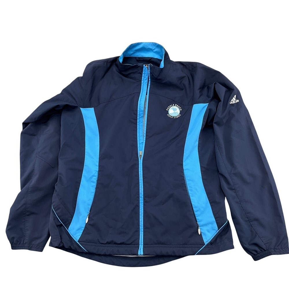 Adidas Windbreaker Jacket Mens Small Navy‎ Blue Pebble Beach Golf